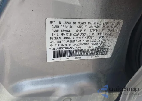 2010 Honda Fit Sport z USA, uszkodzony, nr VIN JHMGE8H45AC017106